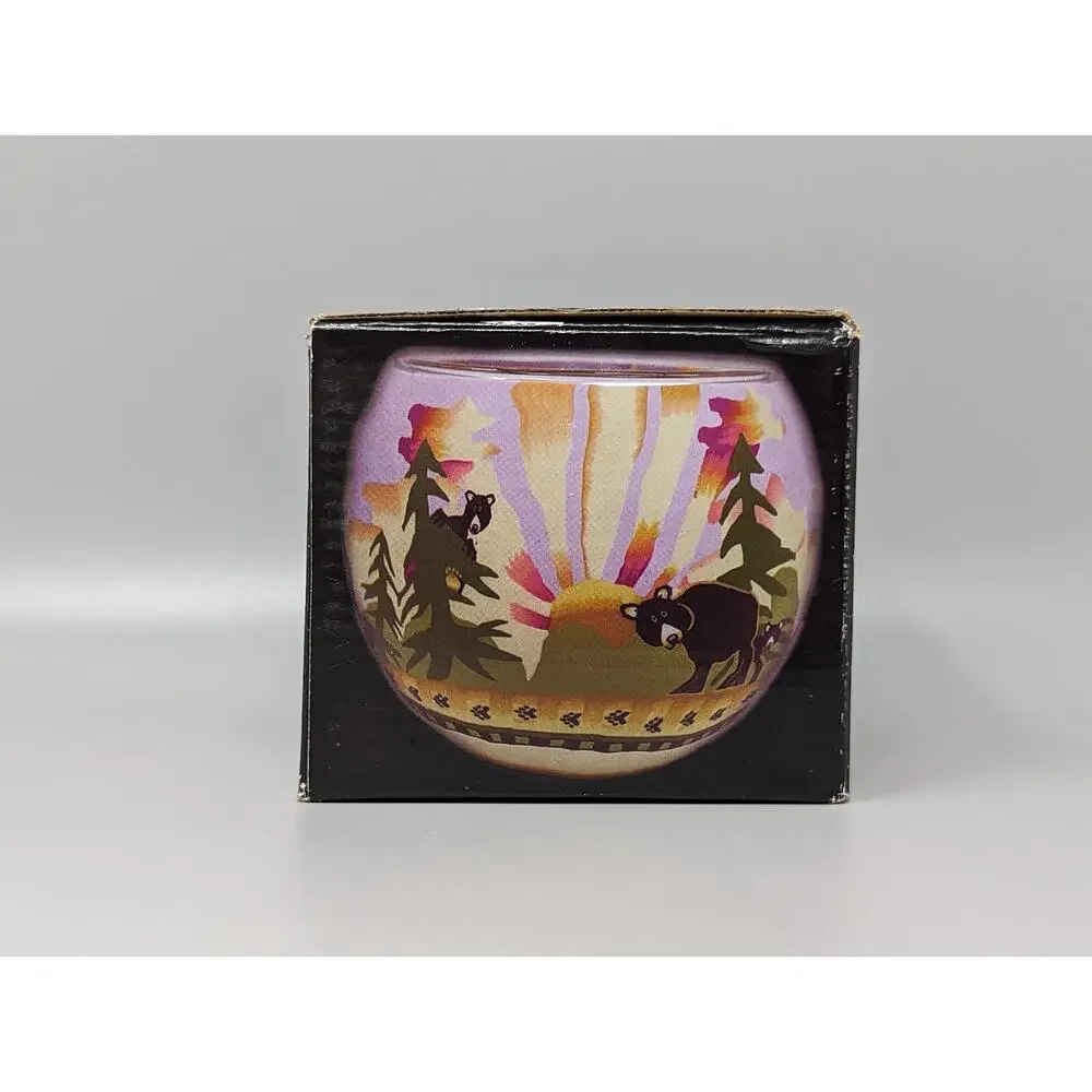 Grand Lake Colorado Bears Glowing Glass Tealight Candle Holder Peggy Kupper